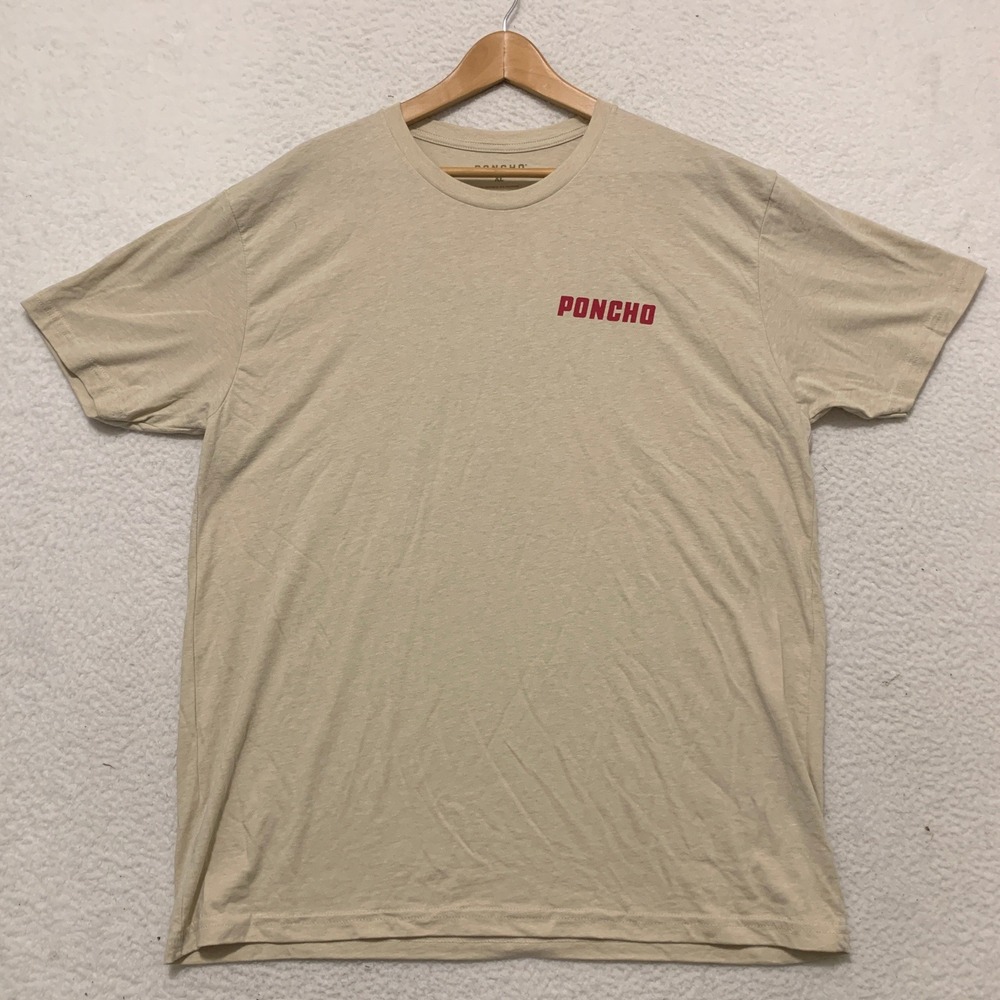 Poncho Outdoors Bass Fishing Graphic T-Shirt Mens XL Tan Hook Line and Sinker